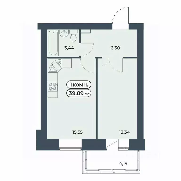 1-к кв. Красноярский край, Красноярск ул. Светлова, 25/1 (39.89 м) - Фото 1