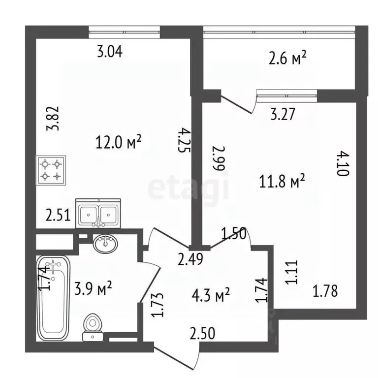 1-к кв. Санкт-Петербург Октябрьская наб., 120 (32.0 м) - Фото 2