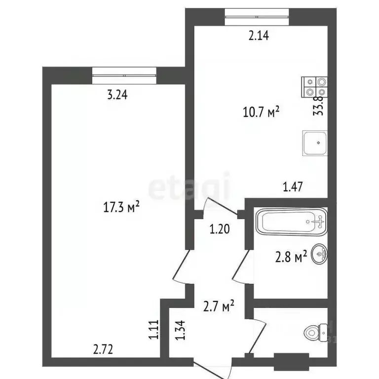 1-к кв. Ямало-Ненецкий АО, Новый Уренгой просп. Мира, 26к1 (36.2 м) - Фото 2