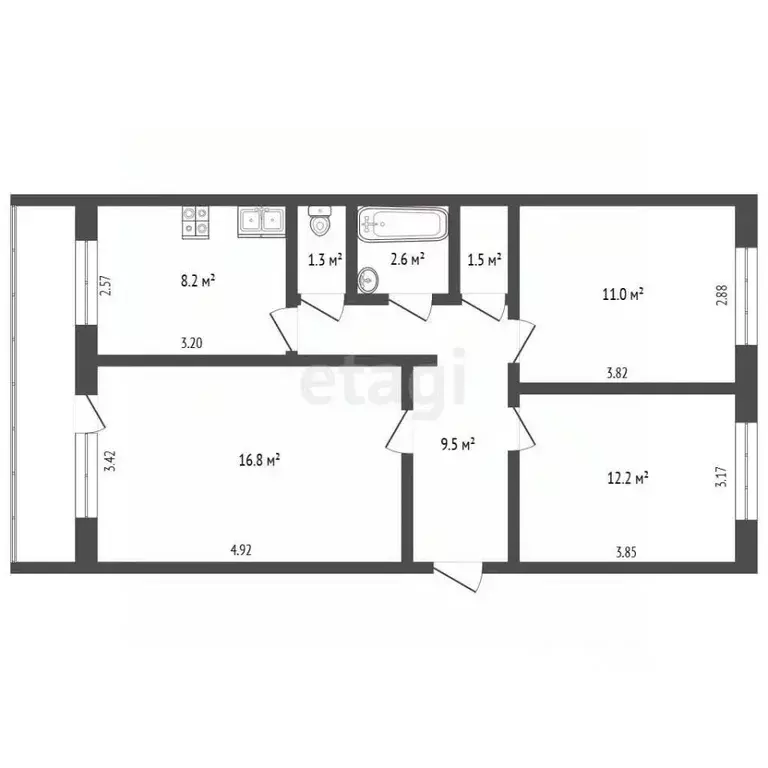 3-к кв. Калужская область, Бабынинский район, Воротынск городское ... - Фото 2
