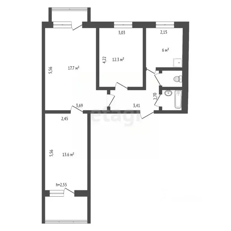 3-к кв. Кемеровская область, Кемерово ул. Тухачевского, 31А (60.0 м) - Фото 1