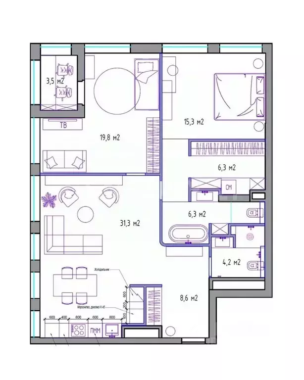 3-к кв. Москва ул. Усачева, 15 (100.0 м) - Фото 1