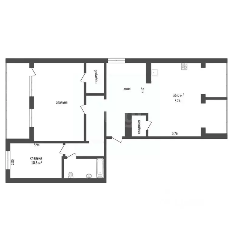 3-к кв. Тюменская область, Тюмень Заречный проезд, 37 (92.4 м) - Фото 2