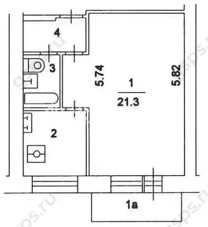1-к кв. Москва Каширское ш., 26К3 (31.5 м) - Фото 2