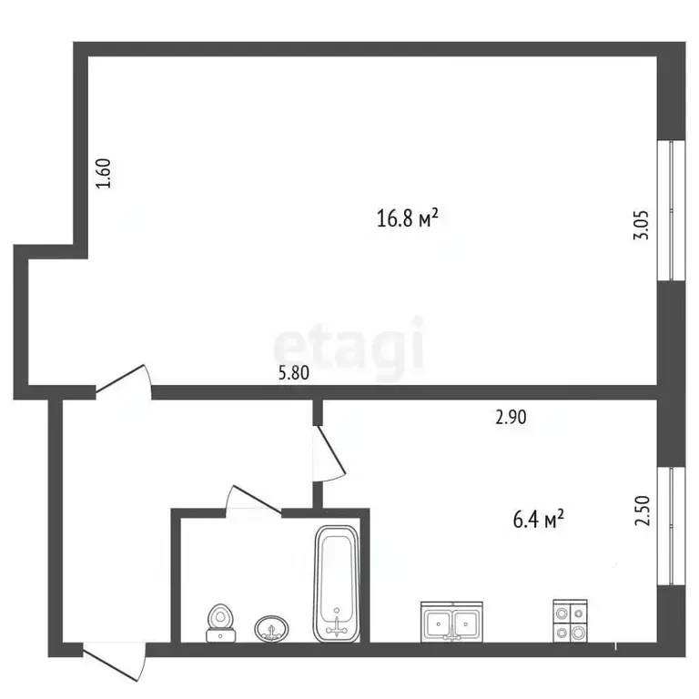 1-к кв. Калужская область, Калуга ул. Суворова, 15 (30.2 м) - Фото 2