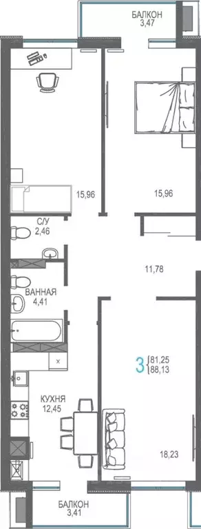 3-к кв. Крым, Симферопольский район, Гвардейское пгт, Республика жилой ... - Фото 1
