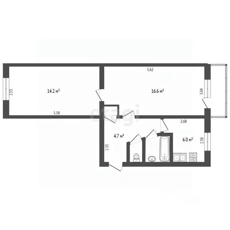 2-к кв. Орловская область, Орел Паровозная ул., 97 (45.0 м) - Фото 0