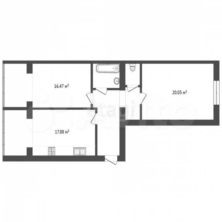 2-к. квартира, 69,1 м, 4/5 эт. - Фото 0