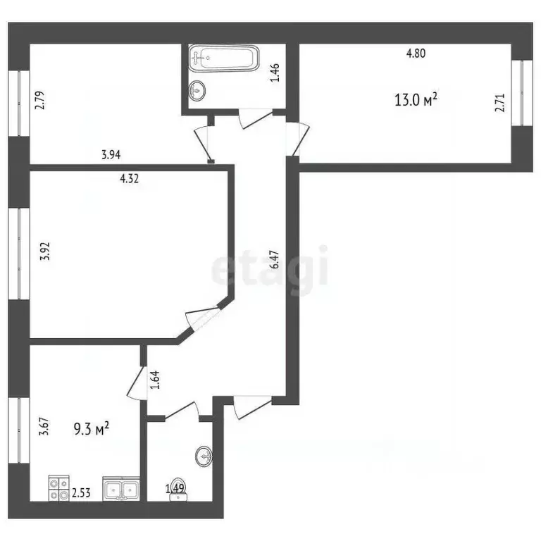 3-к кв. Кемеровская область, Кемеровский муниципальный округ, д. ... - Фото 2