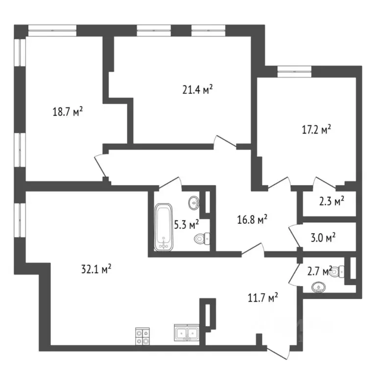 3-к кв. Тюменская область, Тюмень ул. Мельникайте, 30к3 (133.9 м) - Фото 2