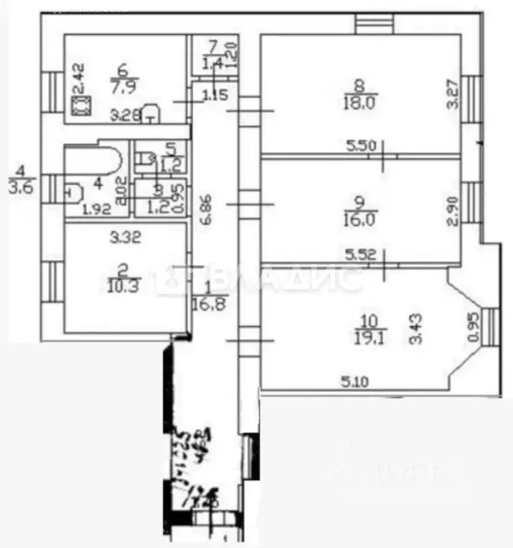 4-к кв. Санкт-Петербург ул. Фрунзе, 9 (95.5 м) - Фото 2