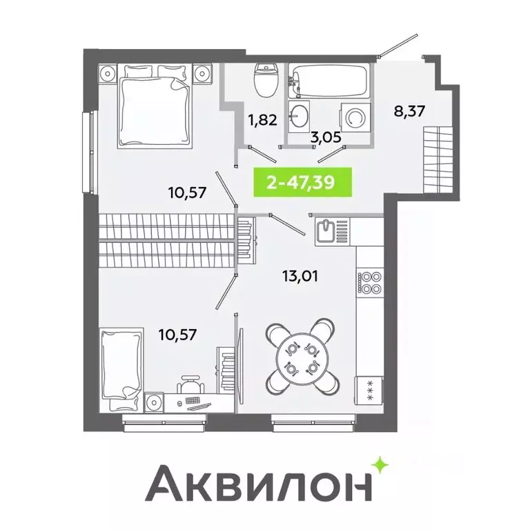 2-к кв. Ленинградская область, Всеволожский район, Заневское городское ... - Фото 0