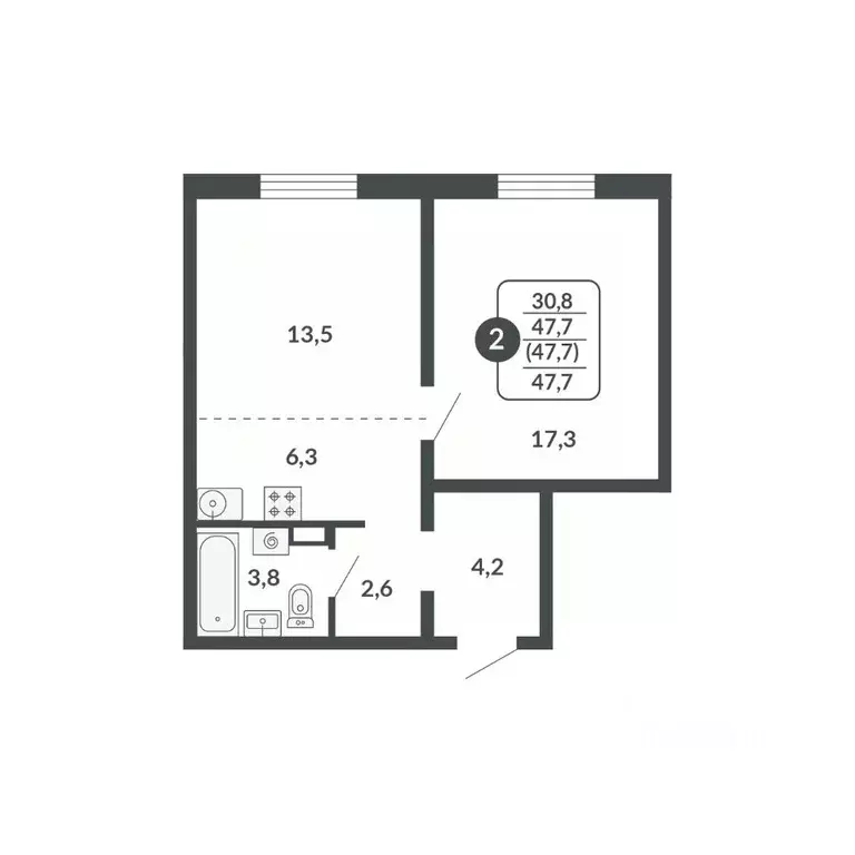 2-к кв. Кировская область, Киров Московская ул., 209 (47.7 м) - Фото 1