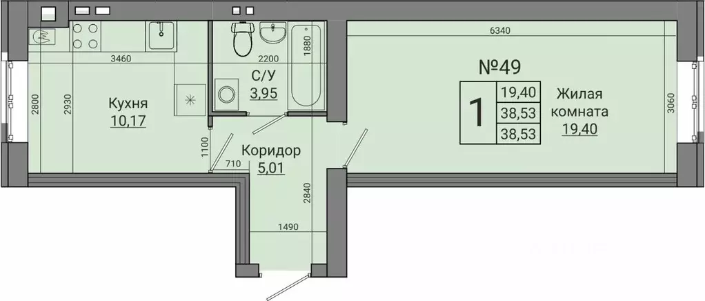 1-к кв. Волгоградская область, Волгоград ул. Химина, 9А (38.53 м) - Фото 0