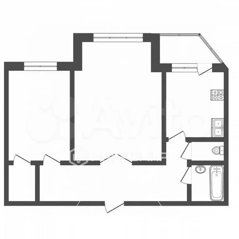 2-к. квартира, 59 м, 2/5 эт. - Фото 0