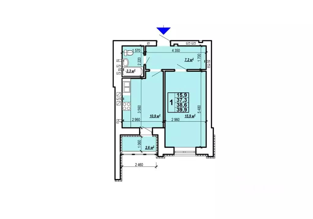 1-к кв. Саратовская область, Энгельс Дом у озера жилой комплекс (39.9 ... - Фото 1