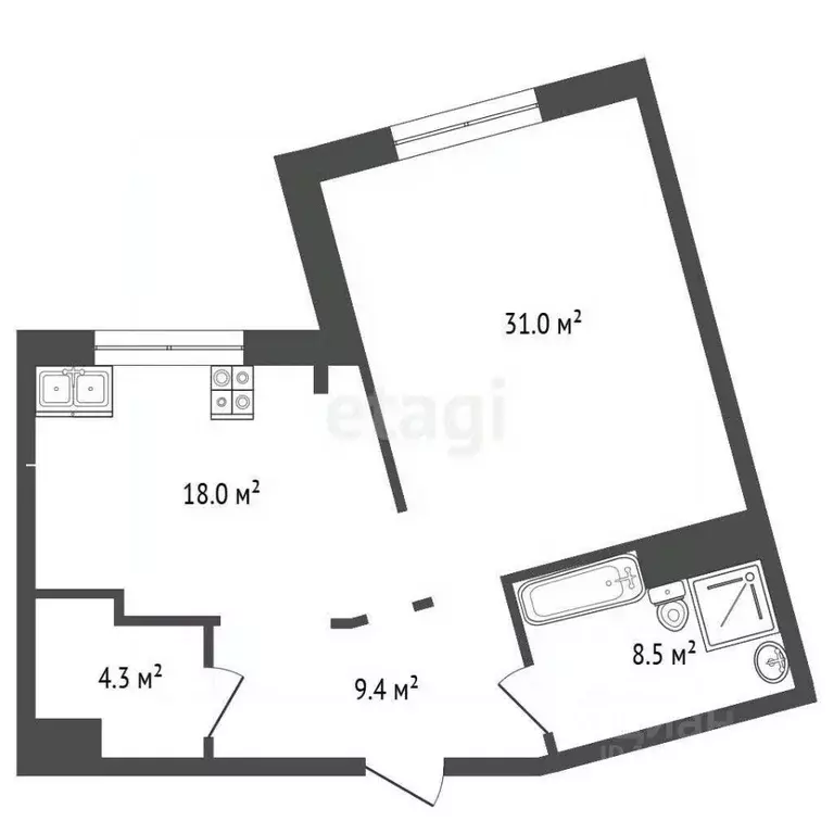 1-к кв. Тюменская область, Тюмень ул. Щербакова, 2к2 (69.3 м) - Фото 2