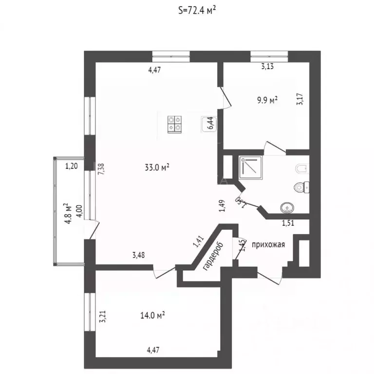 3-к кв. Тюменская область, Тюмень ул. Орджоникидзе, 51 (72.4 м) - Фото 0