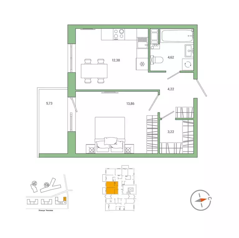 1-комнатная квартира: Гатчина, микрорайон Въезд, жилой комплекс IQ ... - Фото 1