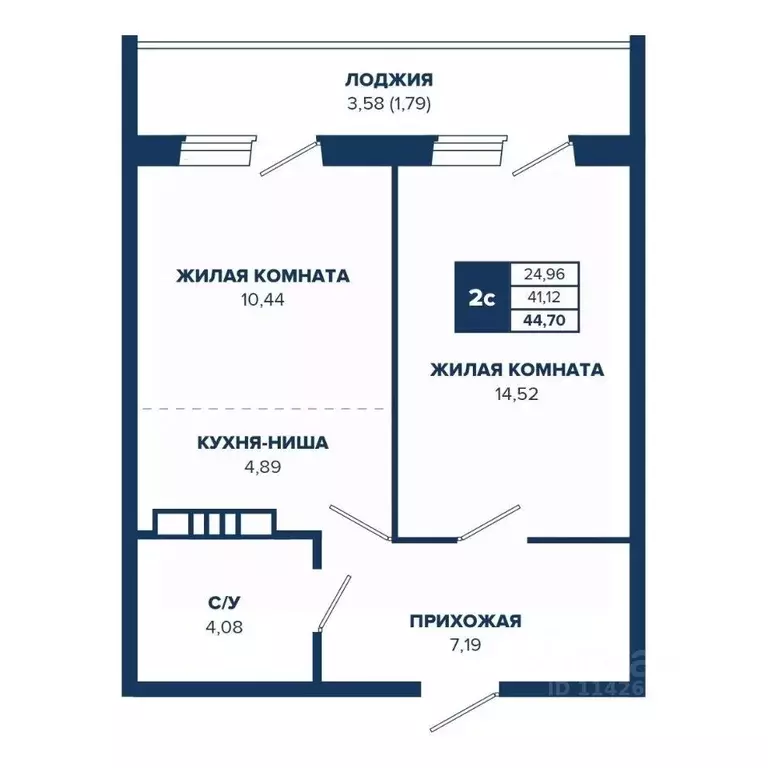 2-к кв. Новосибирская область, Новосибирск Знаменский кв-л,  (44.7 м) - Фото 0