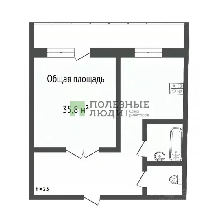 1-к кв. Томская область, Томск тракт Иркутский, 183/2 (35.8 м) - Фото 1