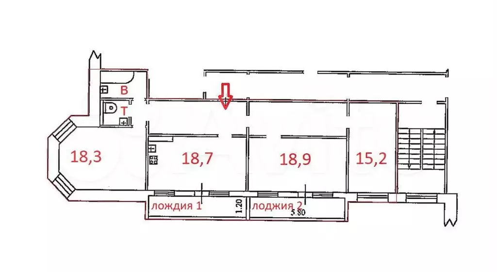 3-к. квартира, 102,6 м, 4/5 эт. - Фото 0