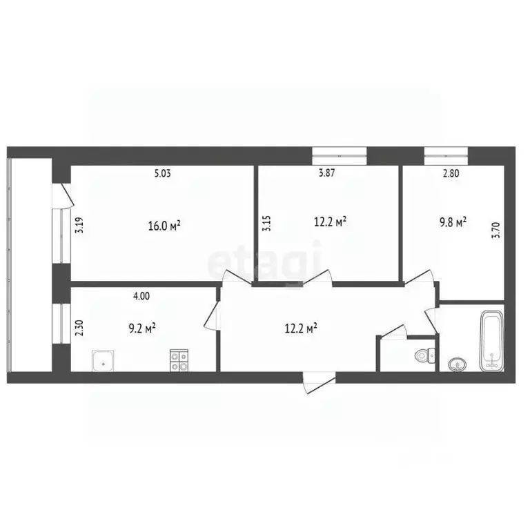 3-к кв. Вологодская область, Шексна рп, Шексна Южная мкр ул. Парковая, ... - Фото 2