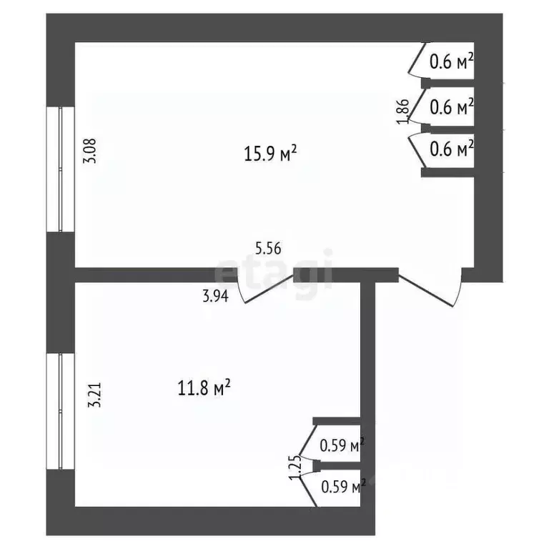 1-к кв. Кемеровская область, Юрга Московская ул., 51 (29.2 м) - Фото 1