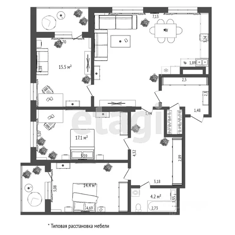 3-к кв. Тюменская область, Тюмень ул. Суходольская, 18 (102.7 м) - Фото 1