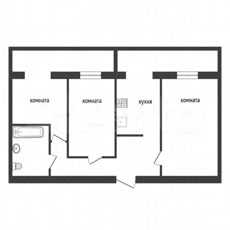 3-к. квартира, 61 м, 2/5 эт. - Фото 0