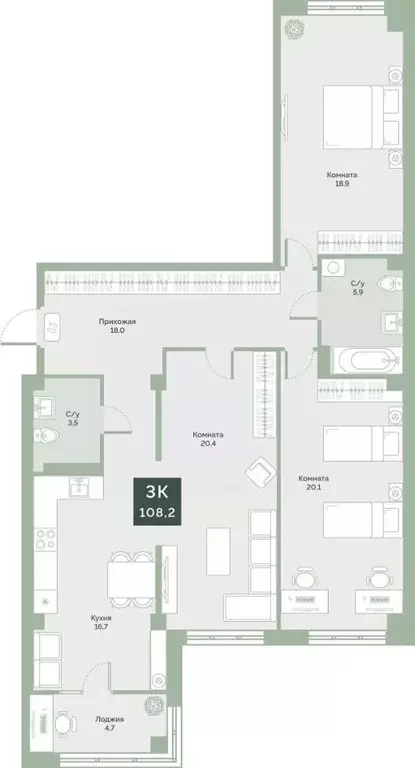 Свободной планировки кв. Курганская область, Курган Заозерный ... - Фото 1