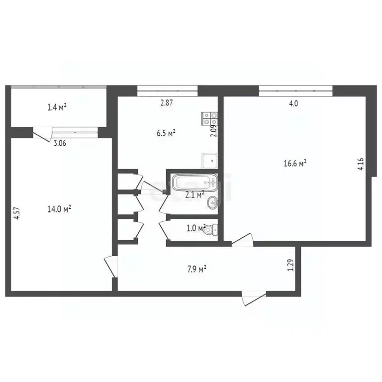 2-к кв. Мордовия, Саранск ул. Коваленко, 50 (49.2 м) - Фото 2