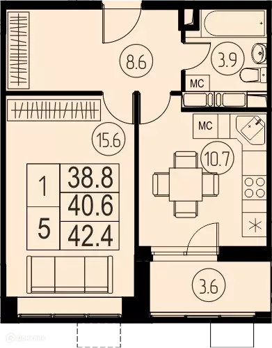 Продаётся 1-к квартира, 40.6 м - Фото 0