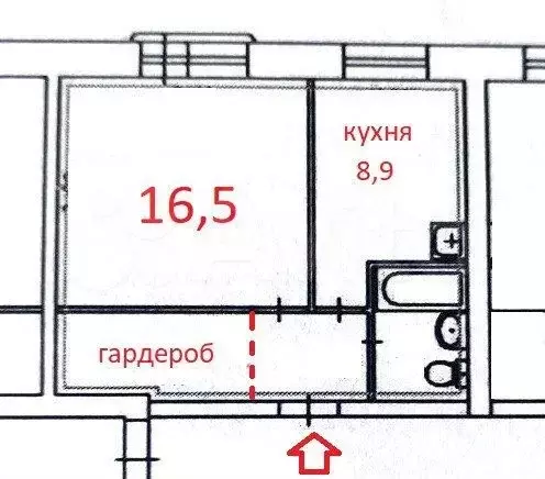 1-к. квартира, 36,7 м, 3/3 эт. - Фото 0