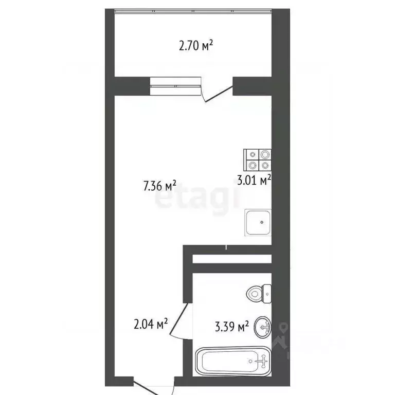 Студия Тюменская область, Тюмень ул. Новоселов, 117 (15.7 м) - Фото 1