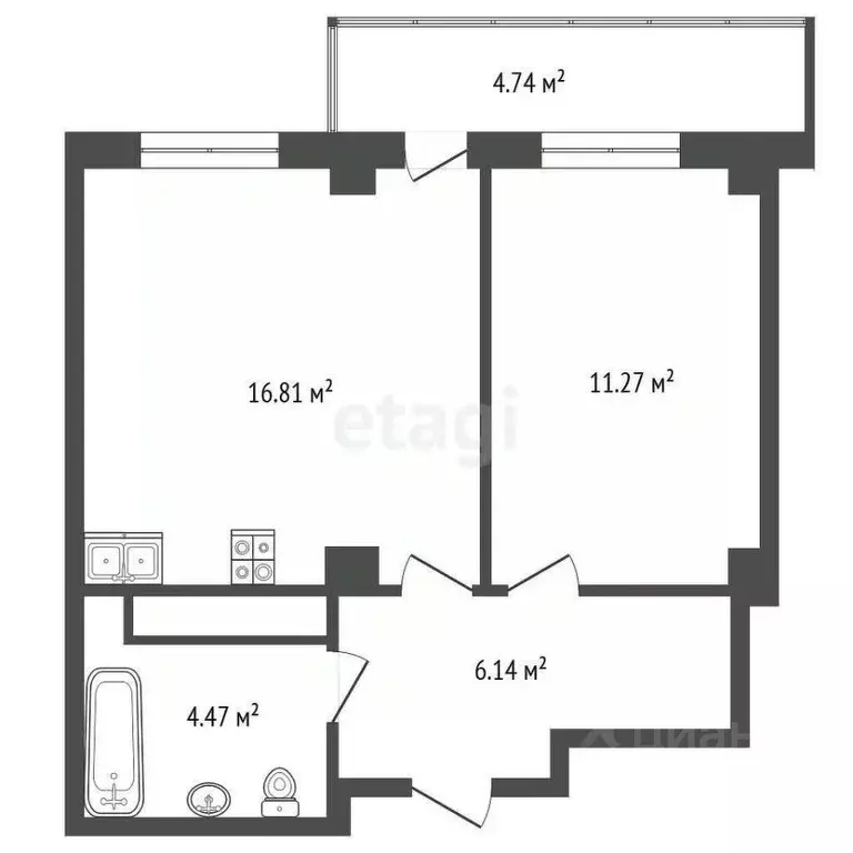 1-к кв. Тюменская область, Тюменский муниципальный округ, д. Патрушева ... - Фото 2