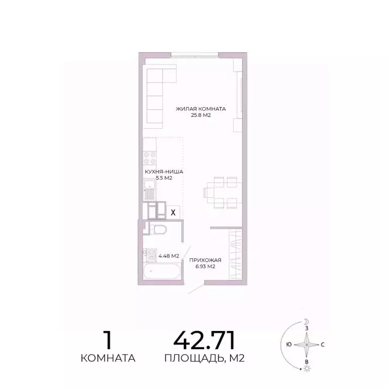 1-к кв. Пензенская область, Пенза Побочинская ул., с18 (42.71 м) - Фото 0