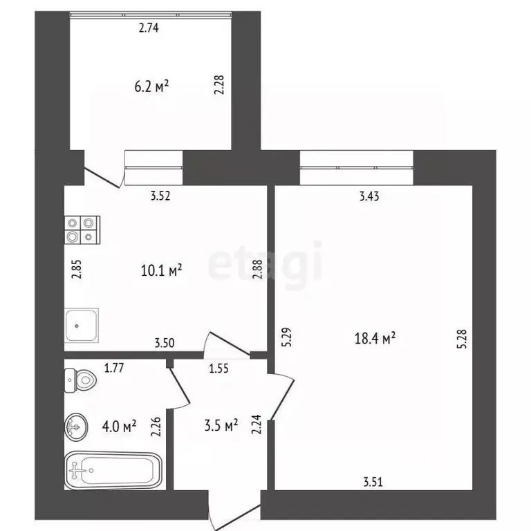 1-к кв. Башкортостан, Стерлитамак ул. Строителей, 8 (36.0 м) - Фото 2