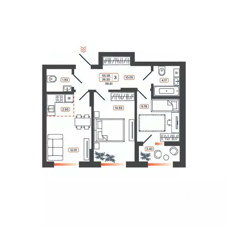 3-к кв. Ростовская область, Батайск ул. Дружная, 10 (58.81 м) - Фото 1