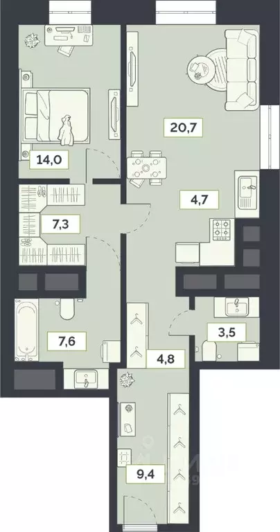 2-к кв. Москва Староалексеевская ул., 5А (72.0 м) - Фото 0