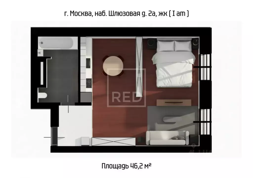 Студия Москва Шлюзовая наб., 2А (46.2 м) - Фото 2