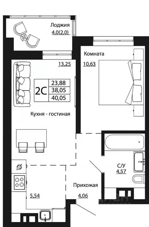 2-к кв. Ростовская область, Ростов-на-Дону ул. Текучева, 370/2 (39.53 ... - Фото 0