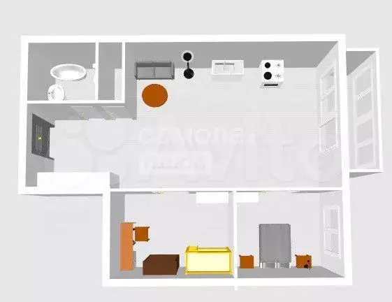 3-к. квартира, 44,2 м, 1/3 эт. - Фото 1