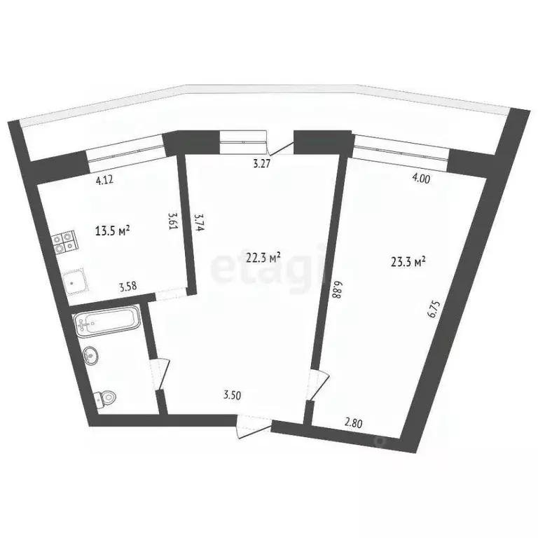 2-к кв. Калужская область, Калуга ул. Билибина, 11 (69.3 м) - Фото 2