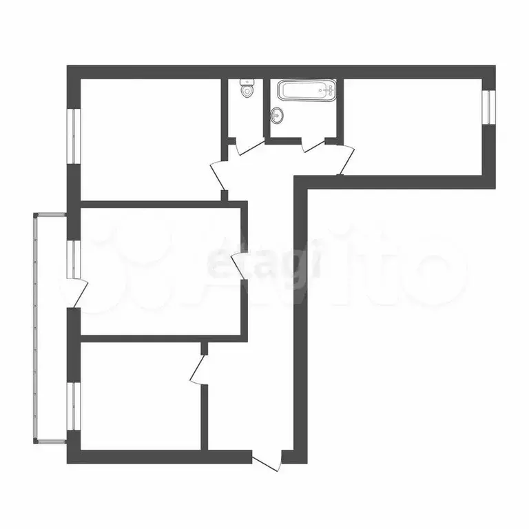 3-к. квартира, 77 м, 10/10 эт. - Фото 0
