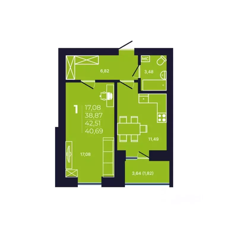 1-к кв. Башкортостан, Уфа ул. Михаила Зайцева, 8 (40.69 м) - Фото 1