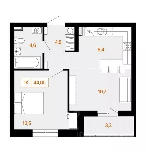 1-к кв. Ханты-Мансийский АО, Ханты-Мансийск Самаровская ул., 2А (44.65 ... - Фото 0