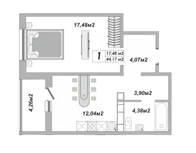 1-к кв. Оренбургская область, Оренбург ул. Юркина, 6 (44.17 м) - Фото 0