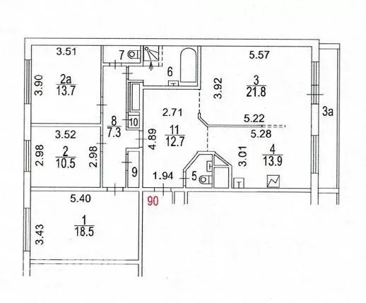 4-к кв. Москва Рублевское ш., 12К1 (108.6 м) - Фото 1