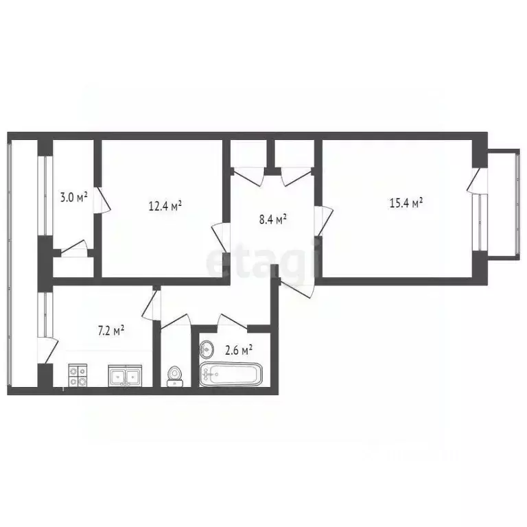 2-к кв. Севастополь ул. Ивана Голубца, 22 (53.8 м) - Фото 2